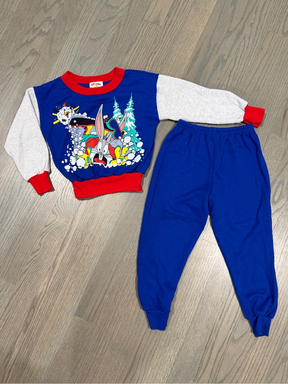 Vintage 90s LOONEY TUNES Bugs Bunny Daffy Duck sweatshirt Joggers Set TODDLER 4T